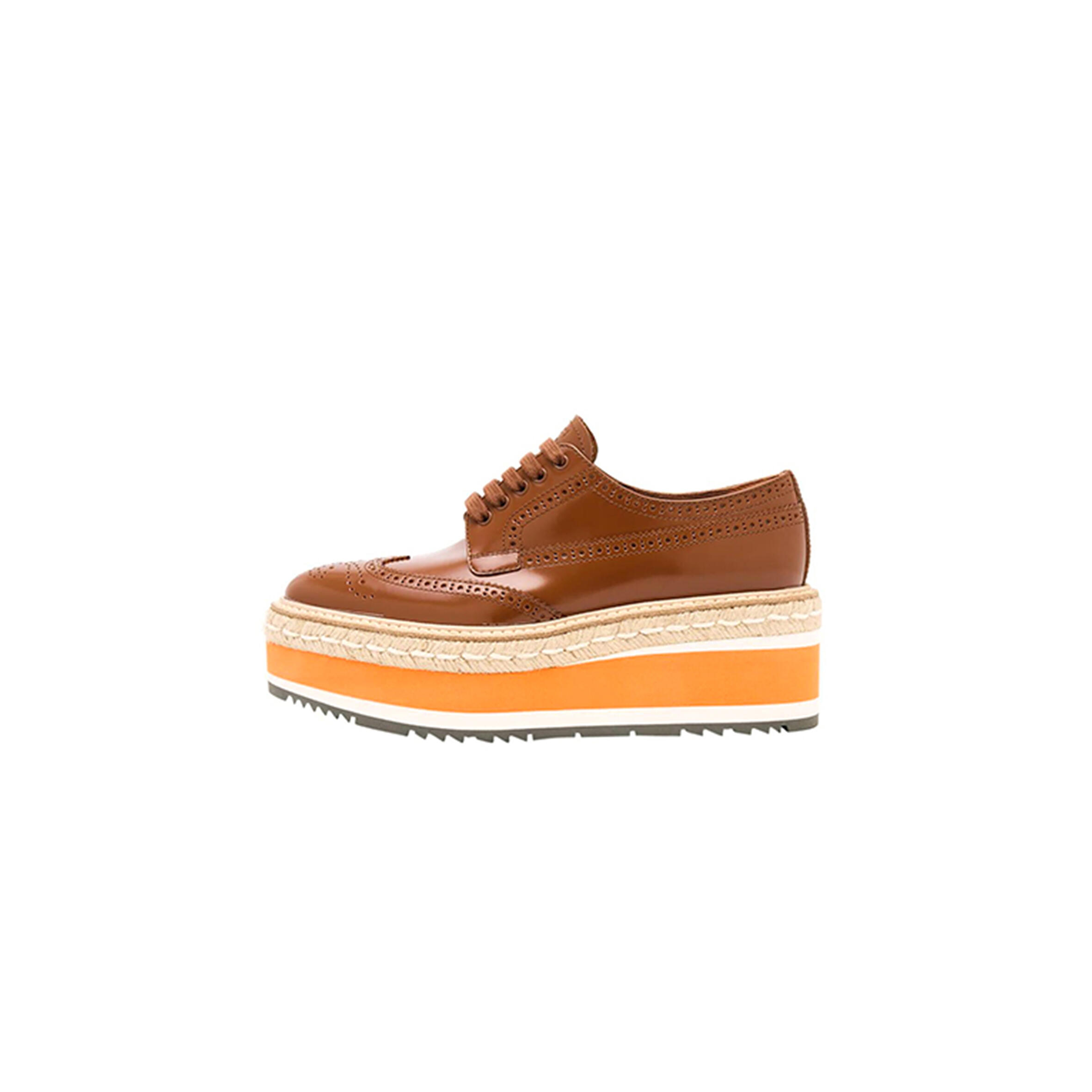 PRADA SPAZZOLATO RE-EDITION PLATFORM WINGTIP LOAFERS  PRADA SPAZZOLATO RE-EDITION PLATFORM WINGTIP LOAFERS